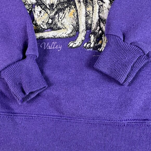 VTG 90s/80s Nature Sweatshirt Toddlers 6 Purple Faded Wolf Pack Crewneck - Picture 2 of 15